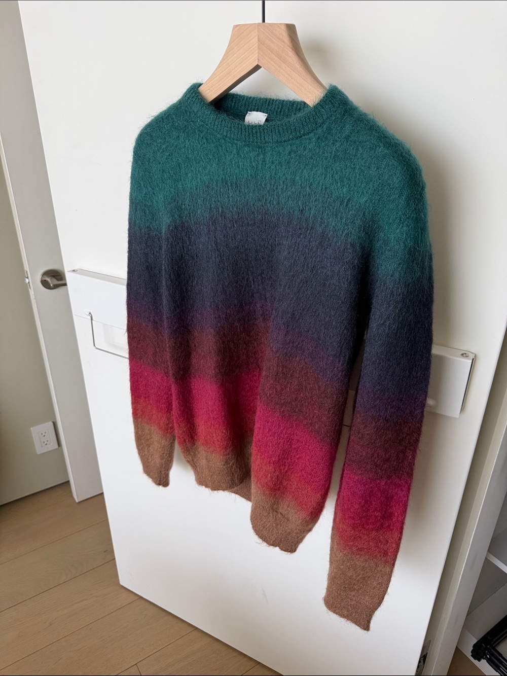 Paul Smith Ombre Crewneck Sweater in Teal, Gray, Pink & Brown